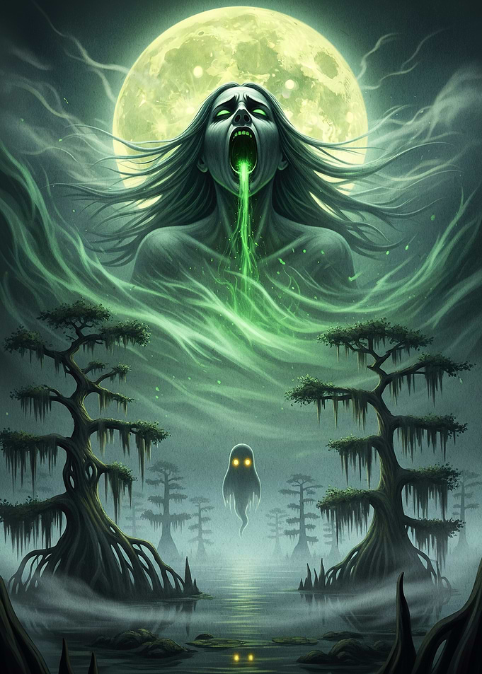 Swamp Ghost Glowing Moon