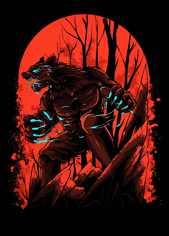 Werewolf in the Woods Illustration