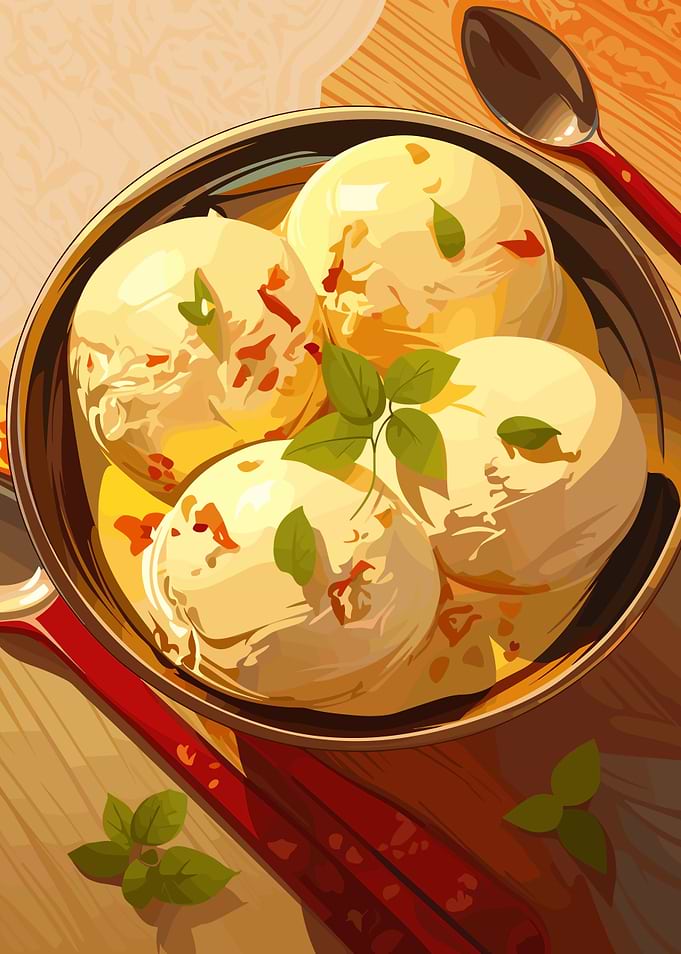 Ice Cream Bowl with Basil and Spoon