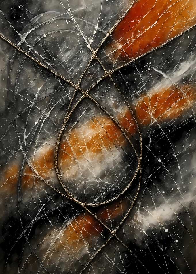 Abstract Porcelain #117 - Abstract Network with Orange Hues