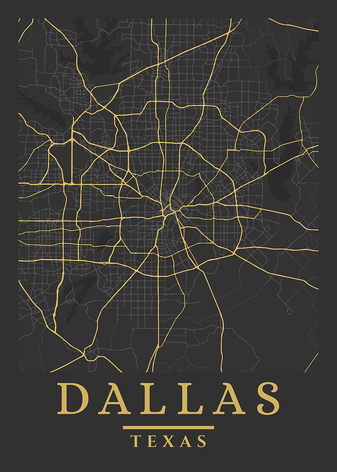 Dallas Texas City Map Art