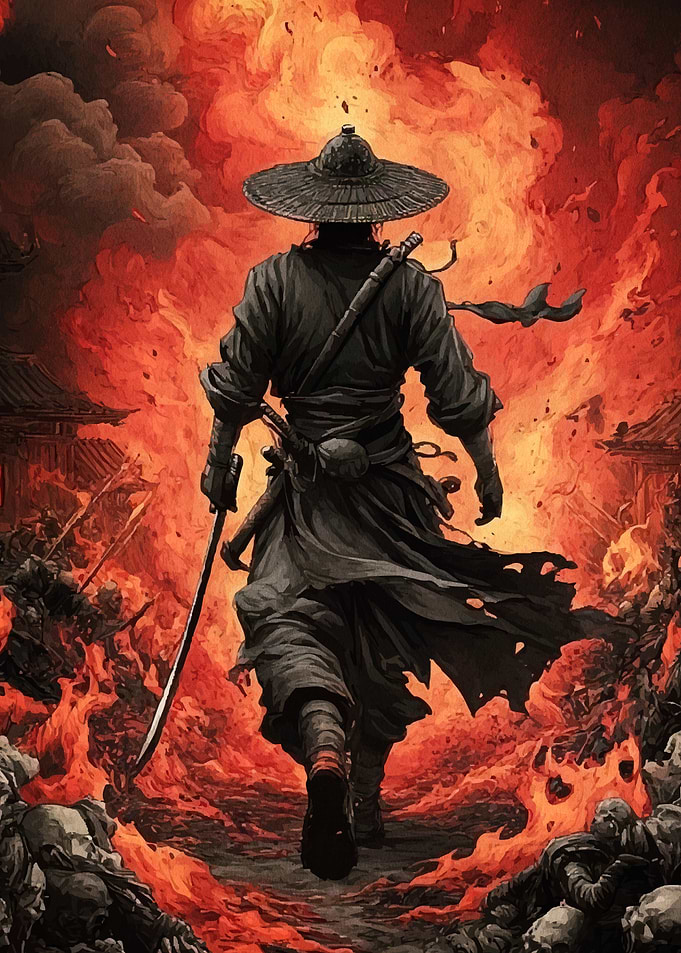 Samurai Flames Japanese