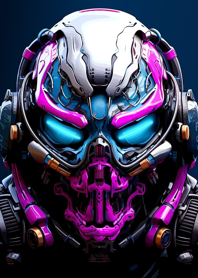 Cyberpunk Mask with Glowing Eyes