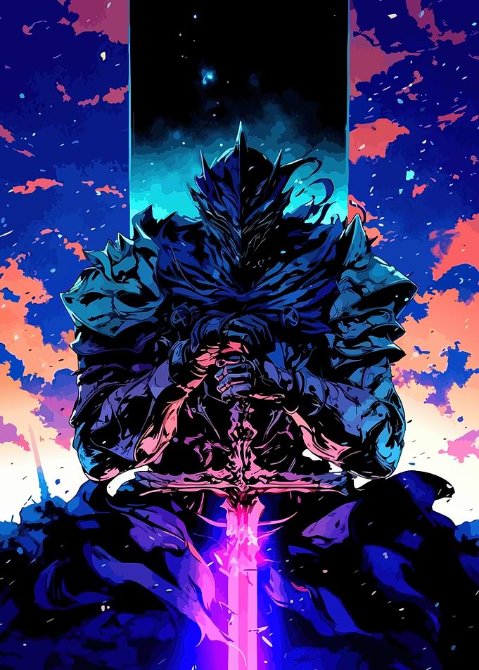 Armored Knight with Glowing Sword