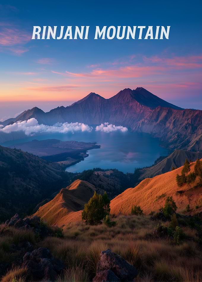 Rinjani Mountain Landscape at Sunset
