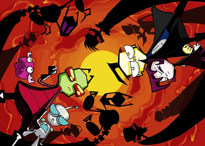 Invader Zim cartoon characters group shot