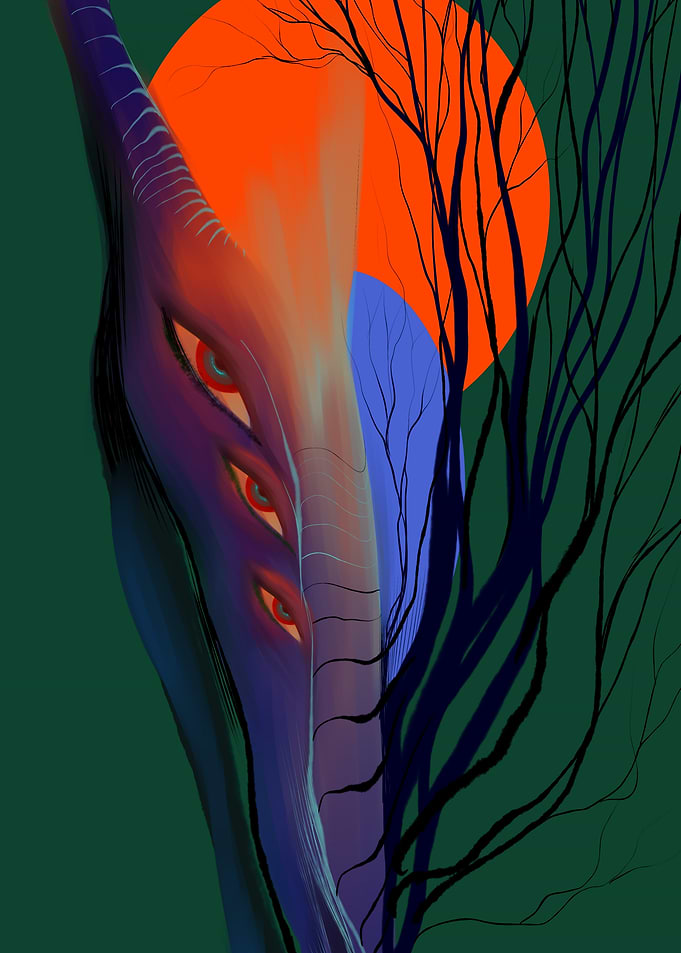 Surreal Tree with Eyes Digital Art