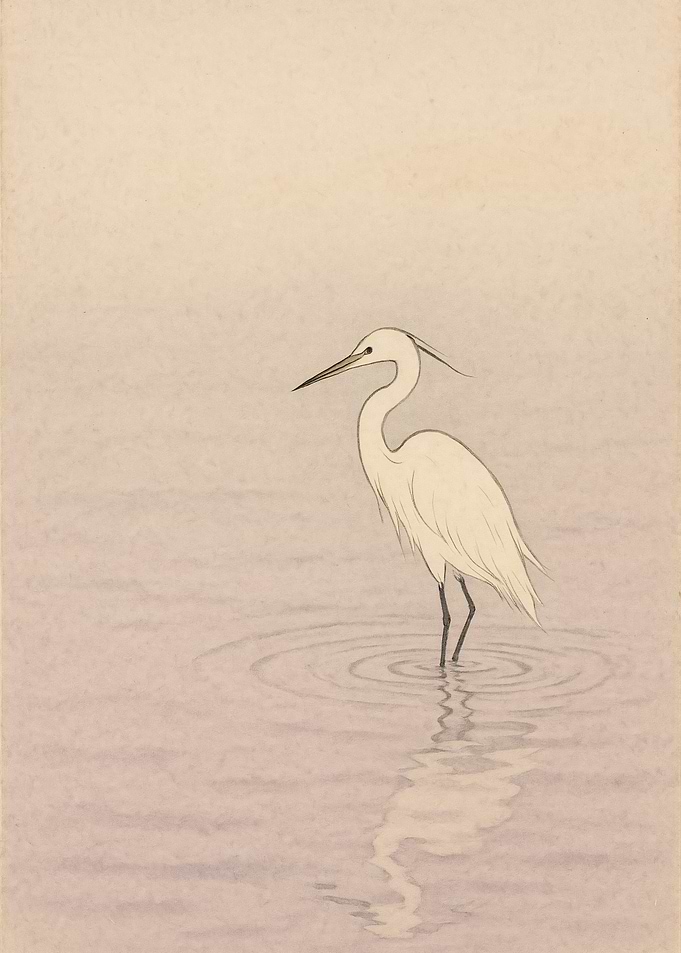 Elegant Heron in Calm Water