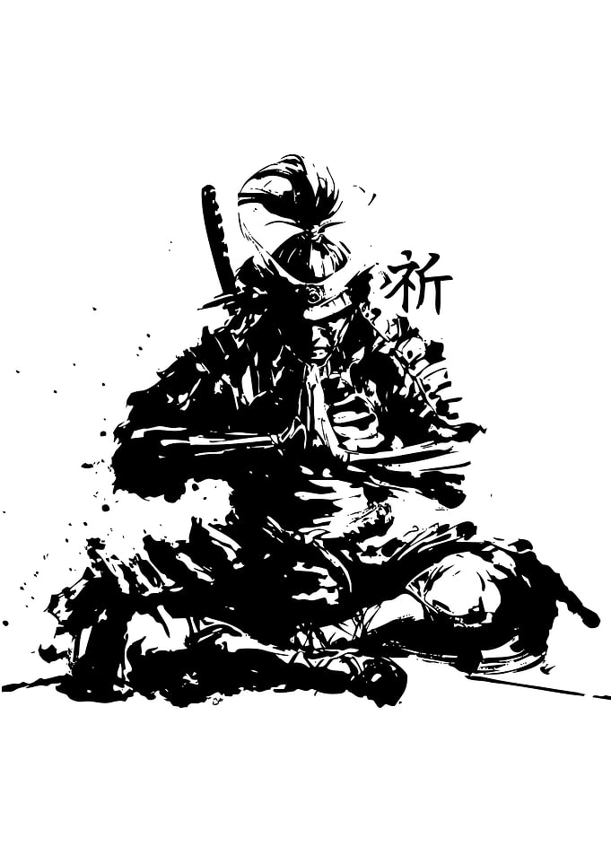 Samurai Warrior Ink Illustration