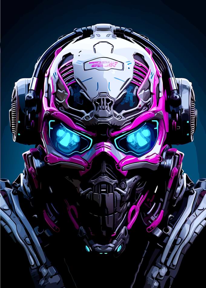 Cyberpunk Robot with Headphones