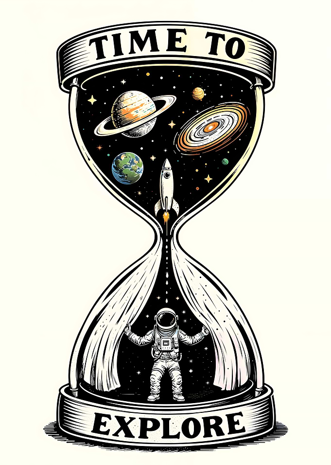 Time to Explore - Astronaut Hourglass Space