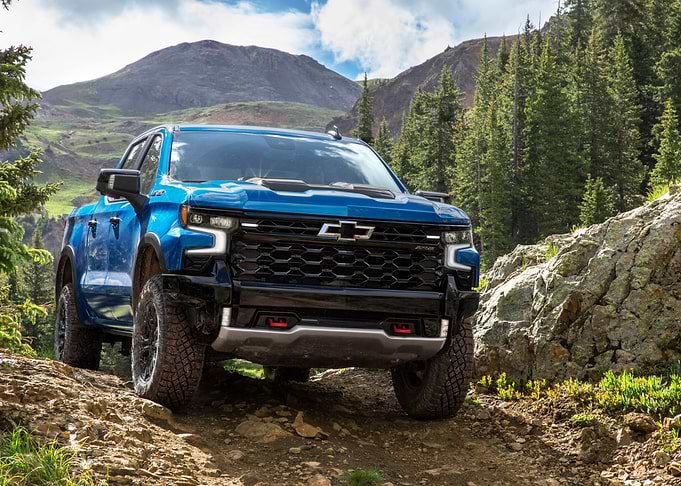 Blue Chevrolet Silverado ZR2 Off-Road