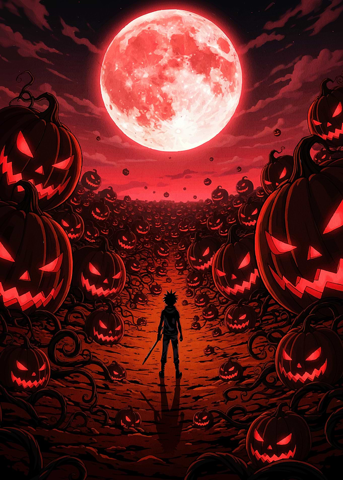 Halloween Night Pumpkin Field