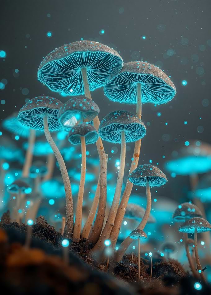 Glowing Mushrooms in Enchanted Forest