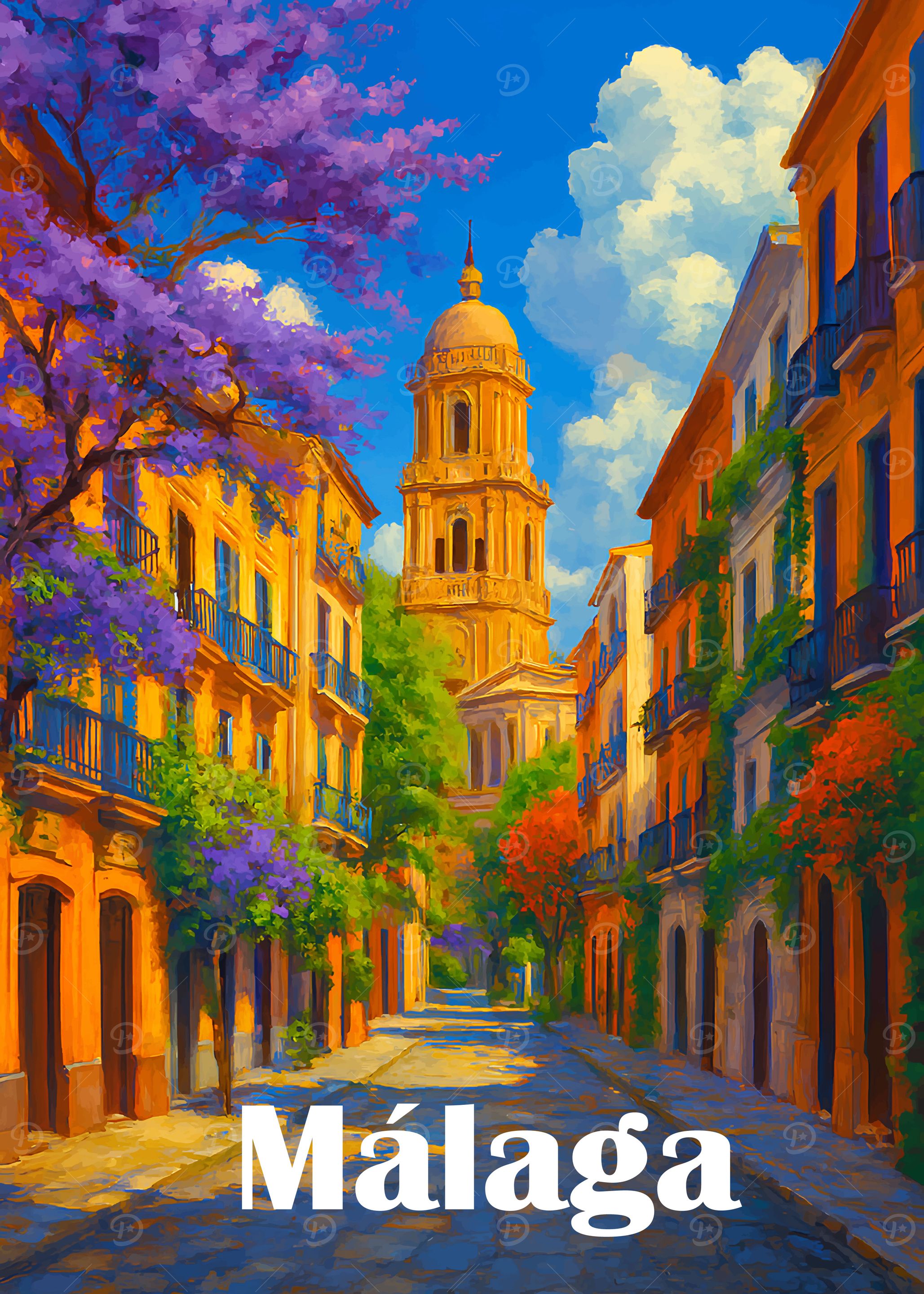 Malaga street view painting