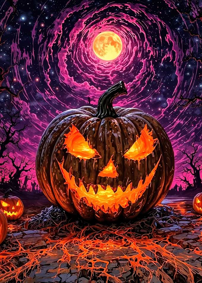 Halloween Pumpkin Glowing Moon