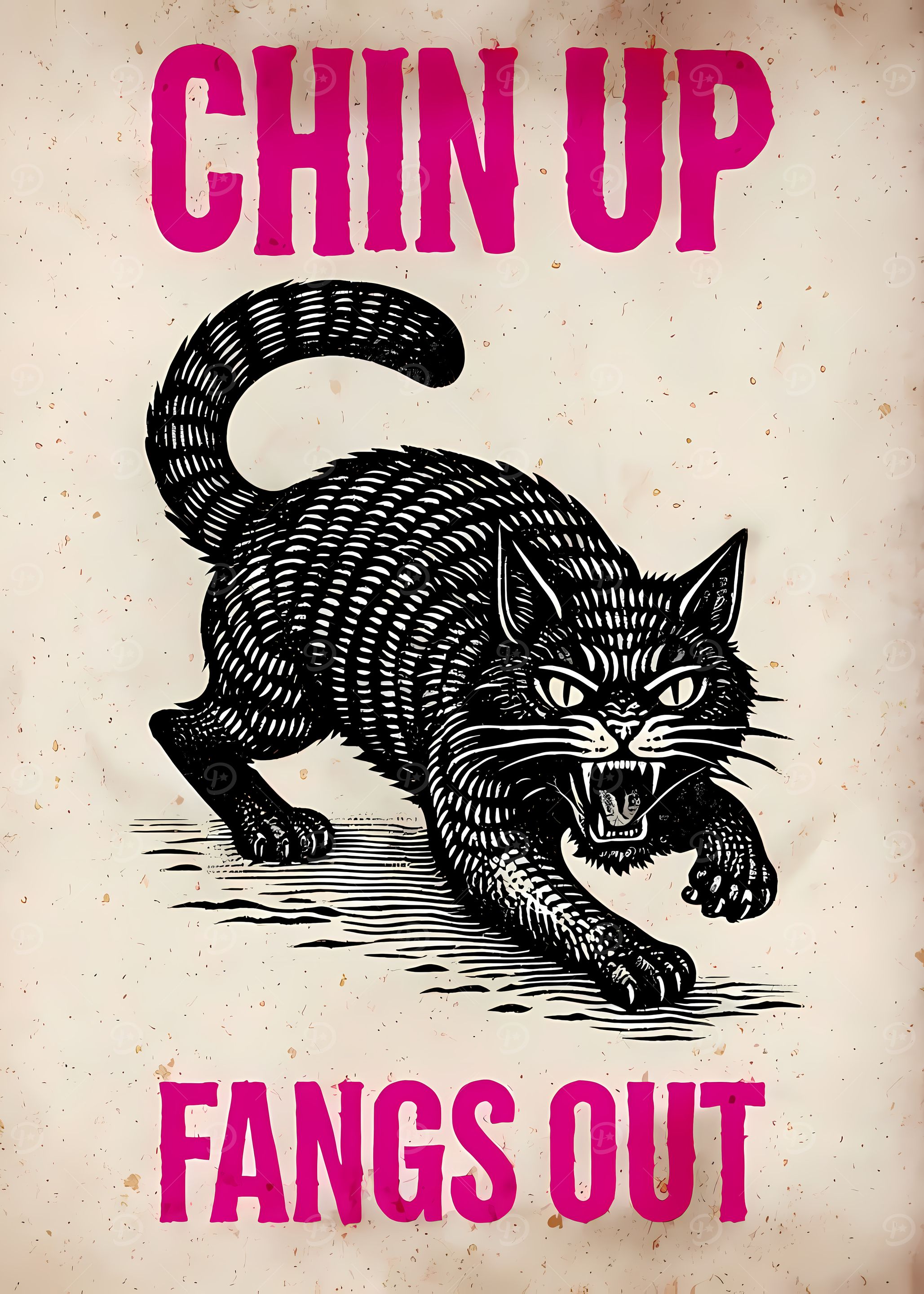 Chin Up Fangs Out Cat Poster