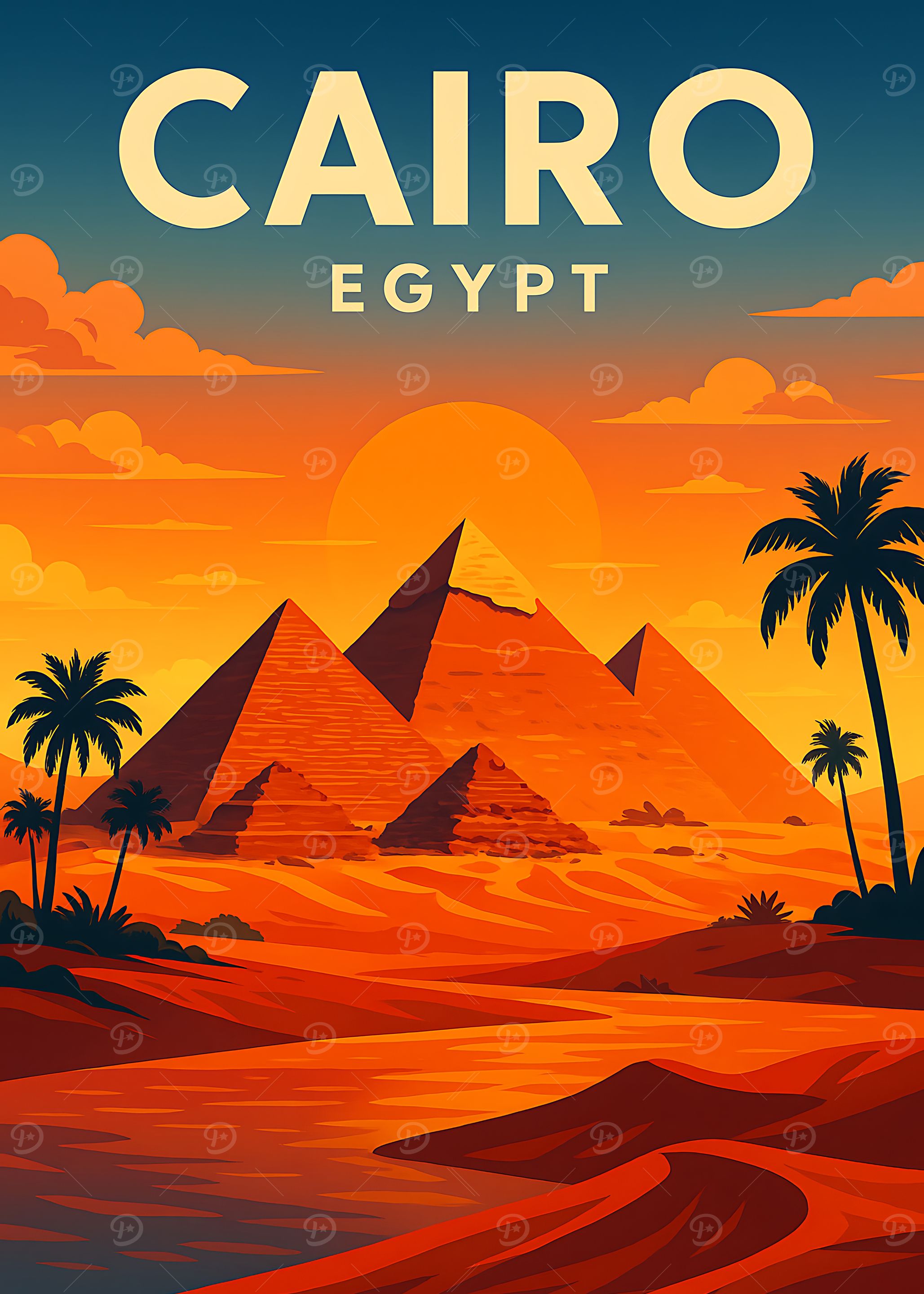 Cairo Egypt Pyramids Travel Poster