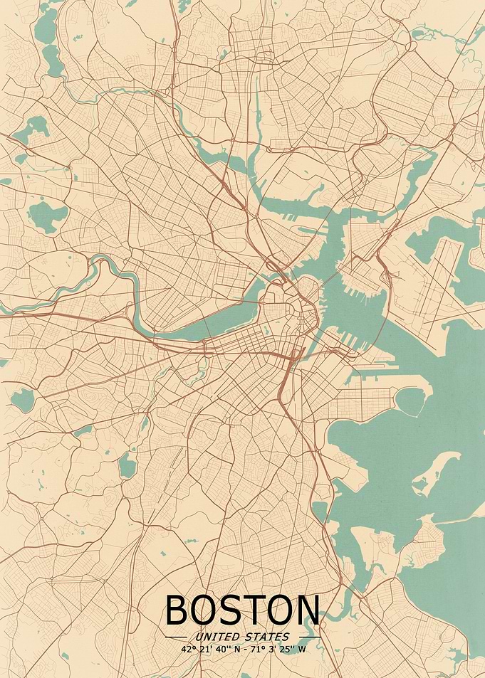 Boston Vintage Map