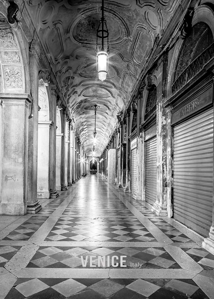 Venice Italy Arcade Black and White