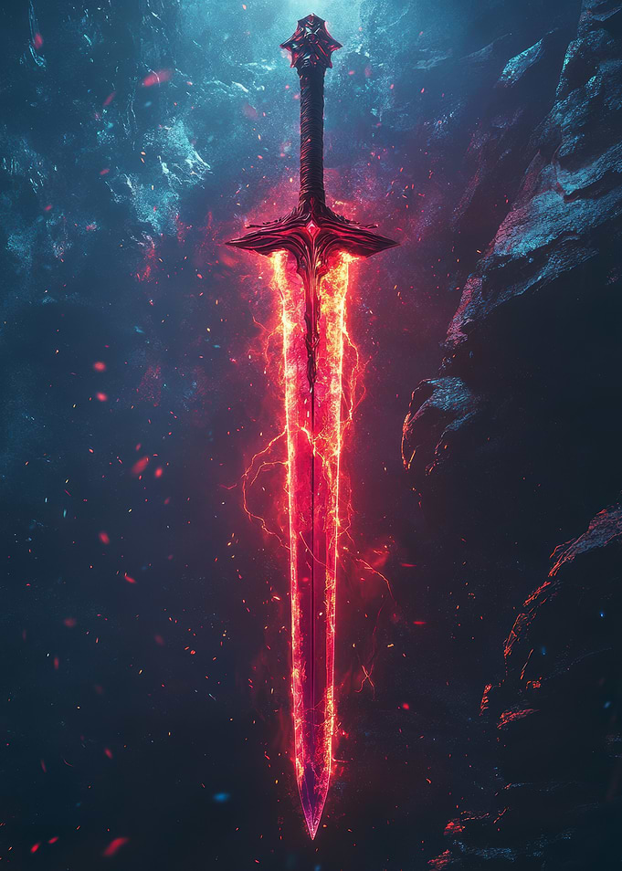Glowing Red Fantasy Sword