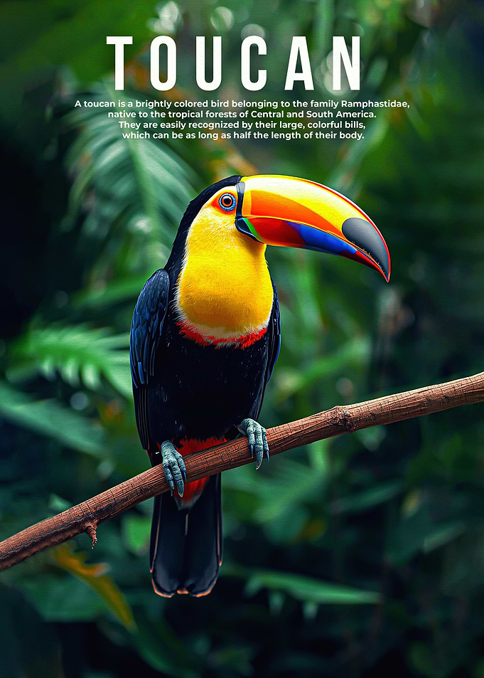 Colorful Toucan on Branch