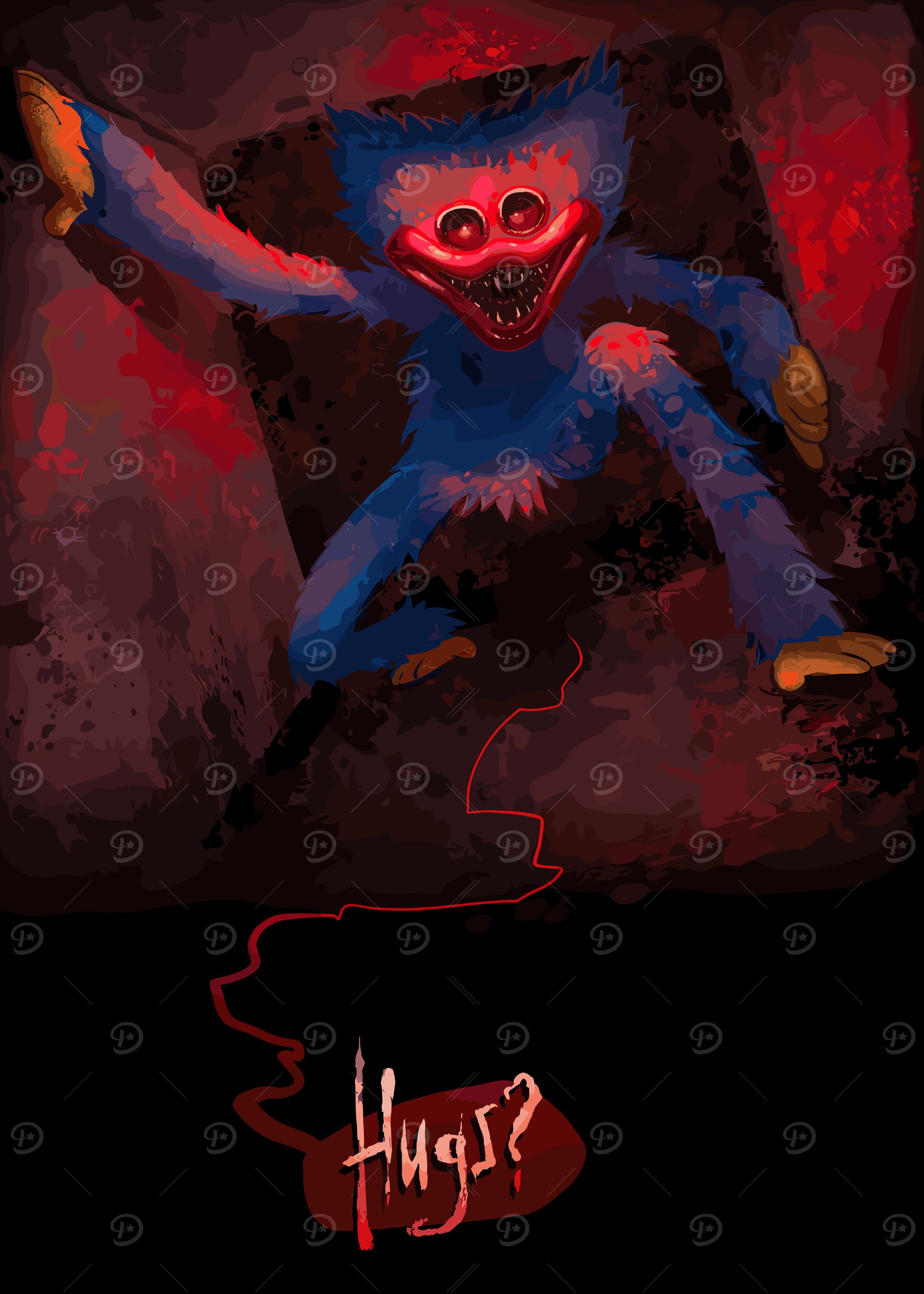 Creepy Huggy Wuggy Illustration