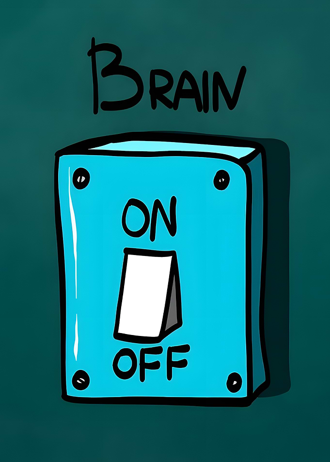 Brain On/Off Switch Cartoon Illustration