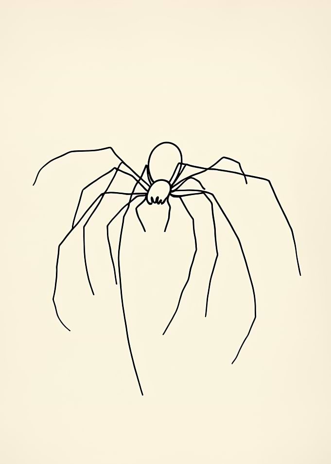 Minimalist Huge Fantasy Spider Line Art