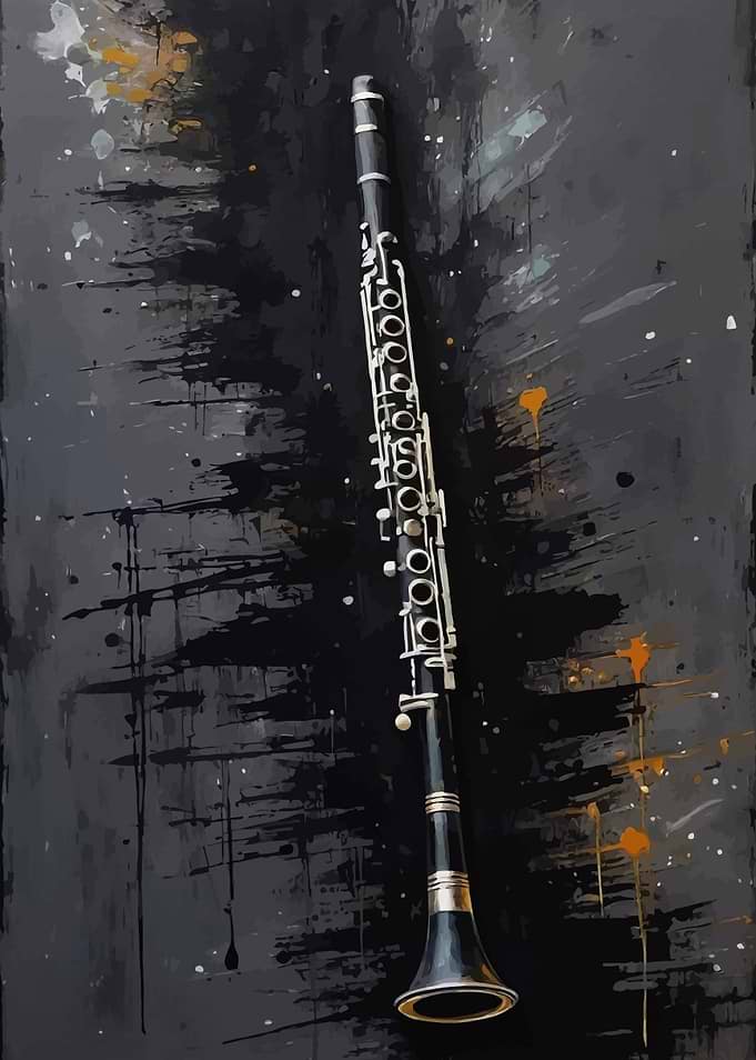 Clarinet on Abstract Dark Background