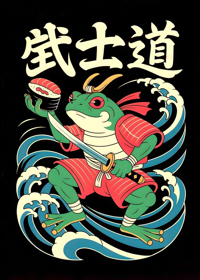 Samurai Frog with Sushi