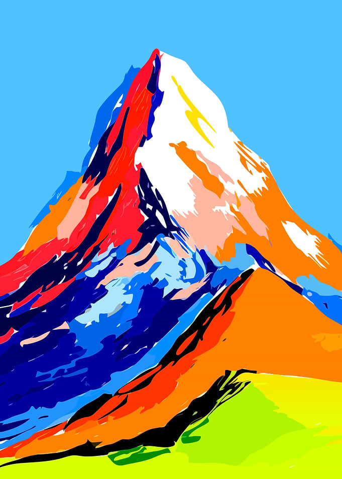 Colorful Mountain Peak Digital Art
