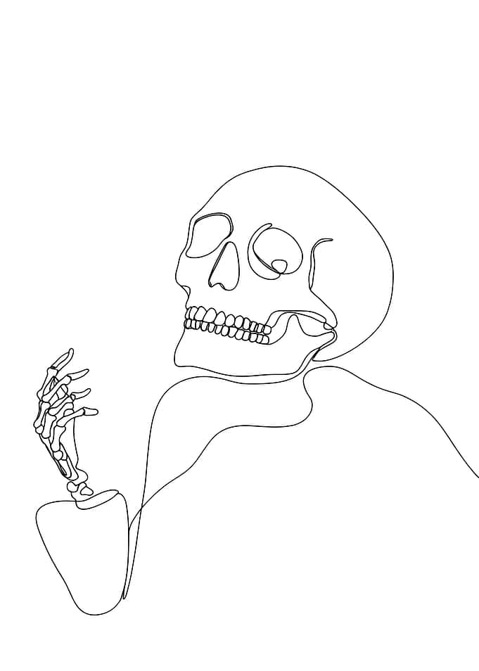 Minimalist Line Art: Skeleton Contemplation
