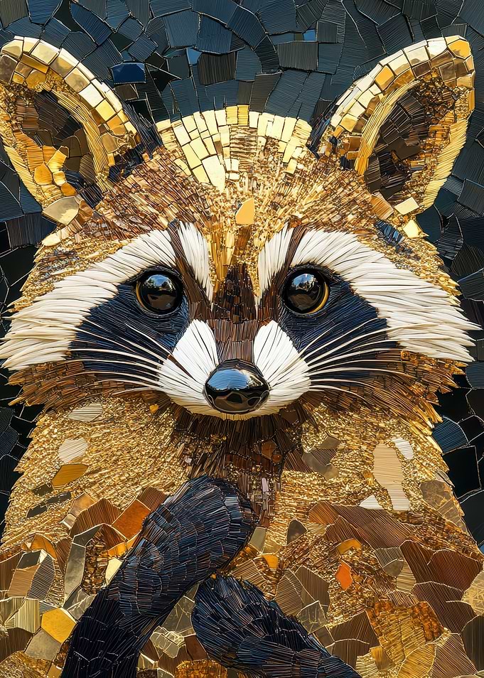 Mosaic Raccoon Portrait