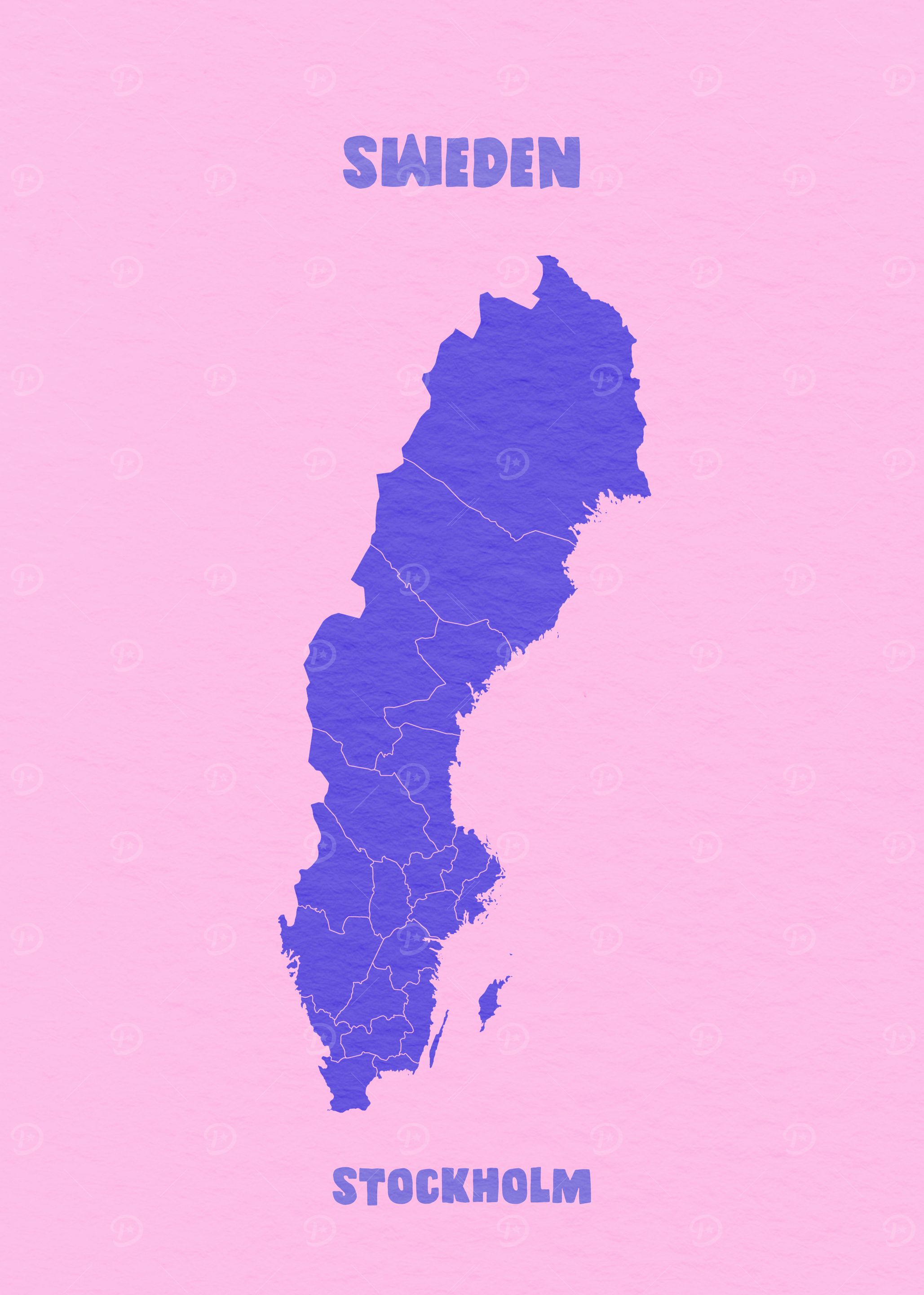 Sweden Map Art Print