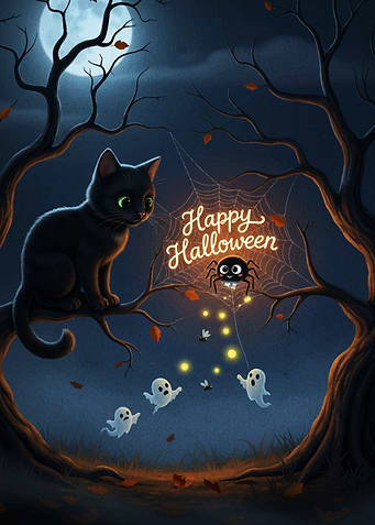 Happy Halloween Night Scene