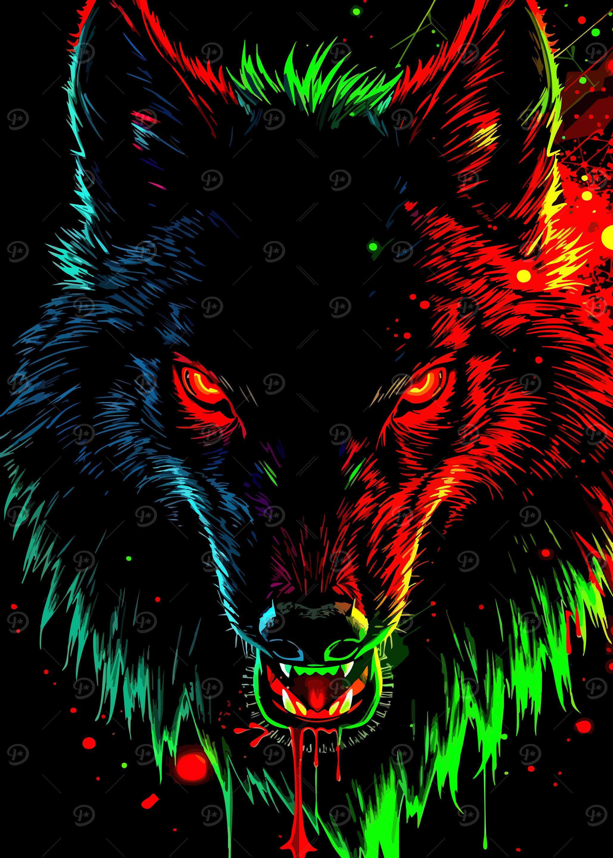 Colorful Wolf Portrait