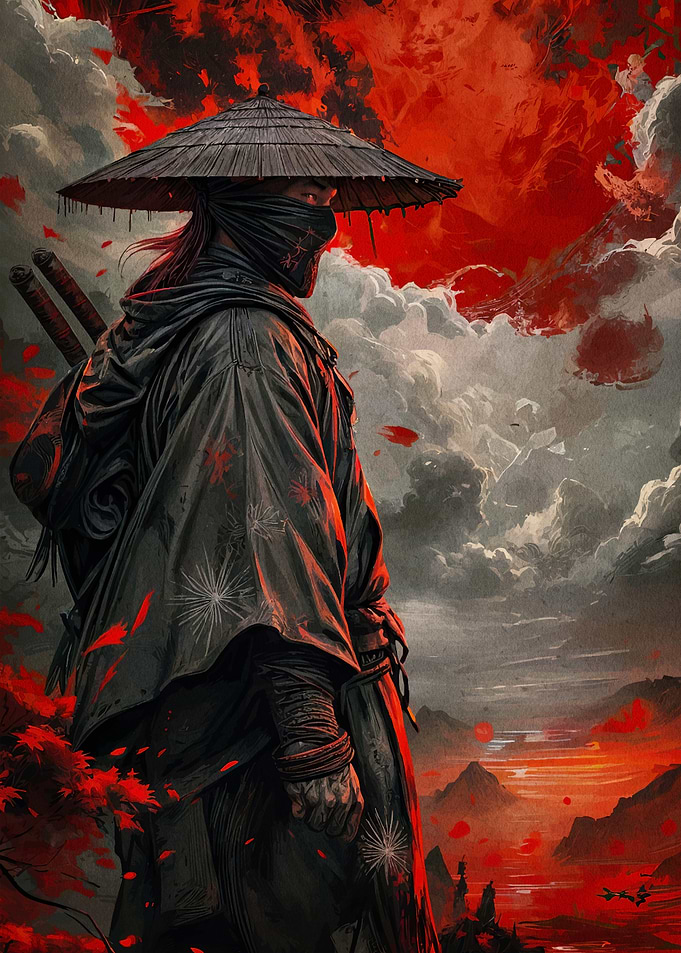 Samurai Warrior Red Landscape