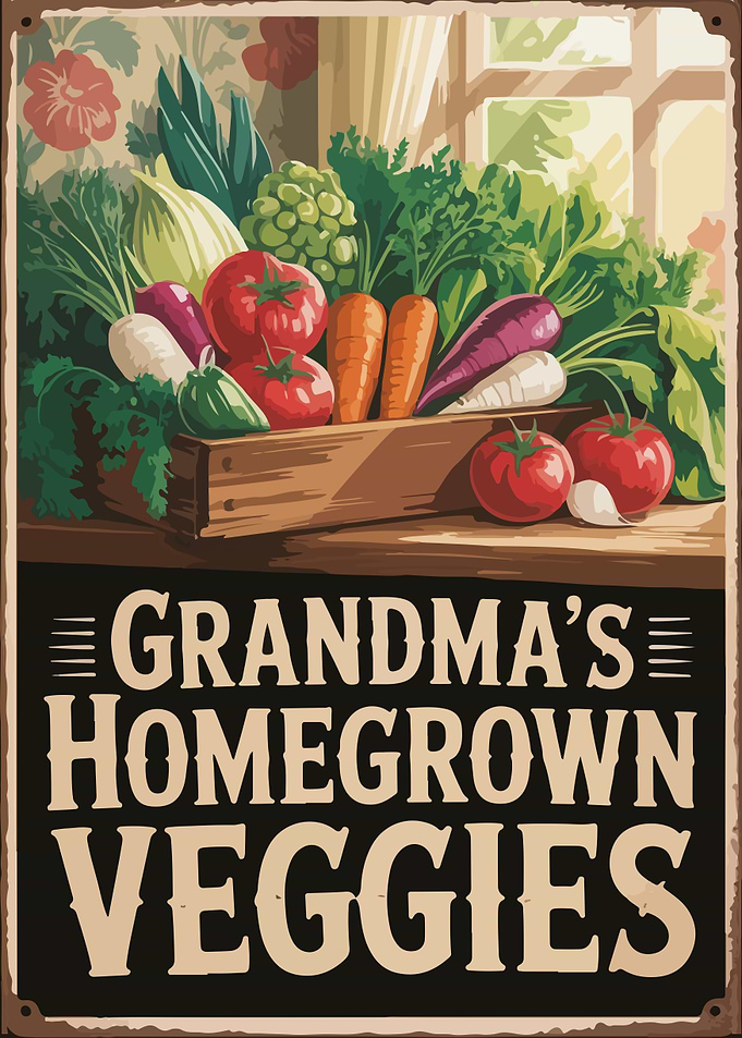Grandma's Homegrown Veggies Vintage Sign