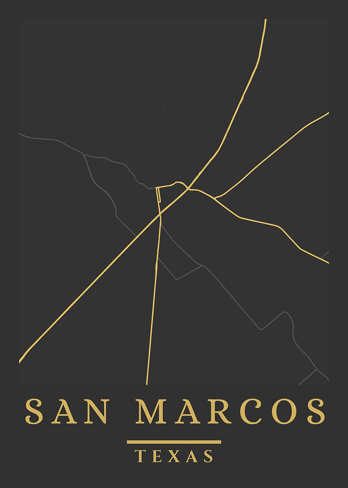 San Marcos Texas Minimalist Map Art