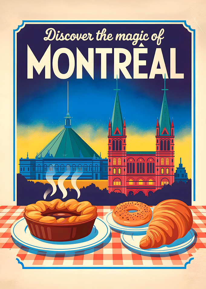 Montreal Travel Poster with Food