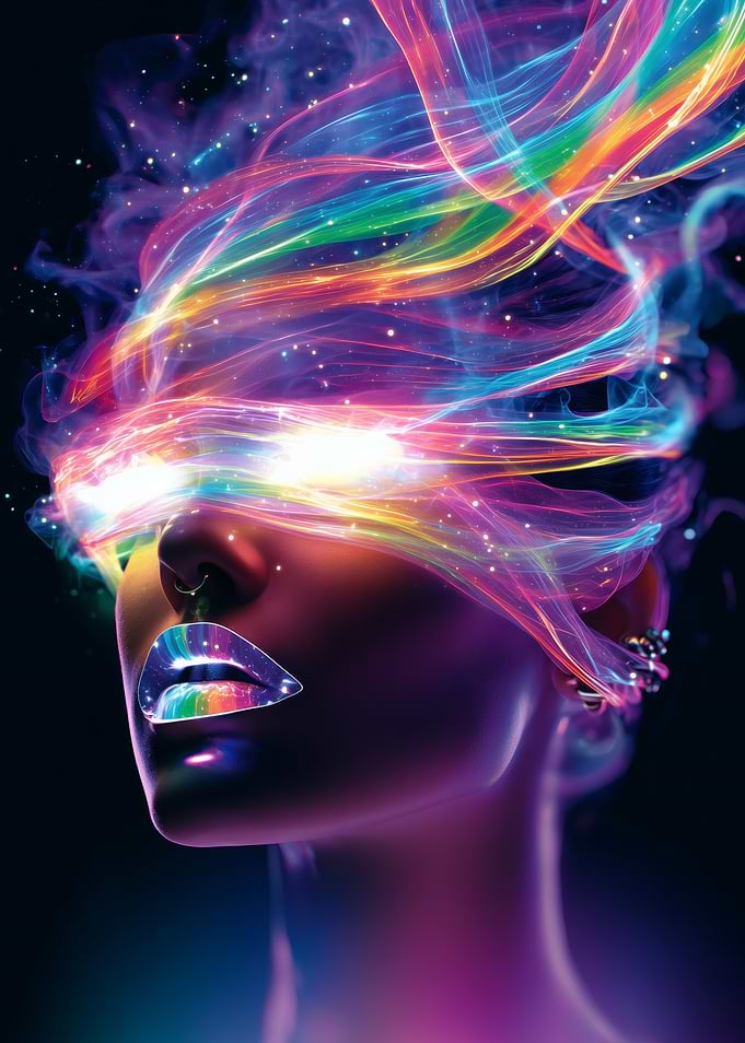 Rainbow Light Woman Portrait