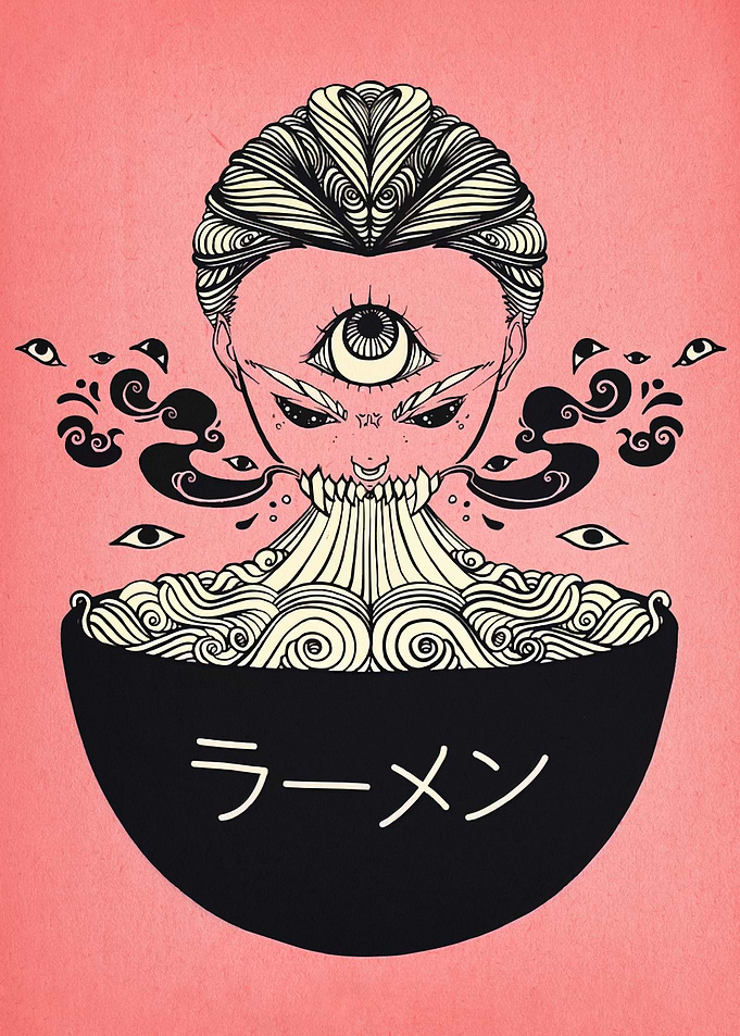 Surreal Ramen Bowl with Third Eye