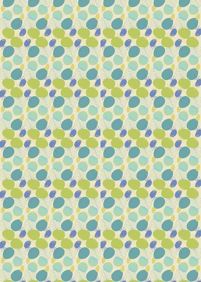 Abstract Pattern with Circles and Leaves