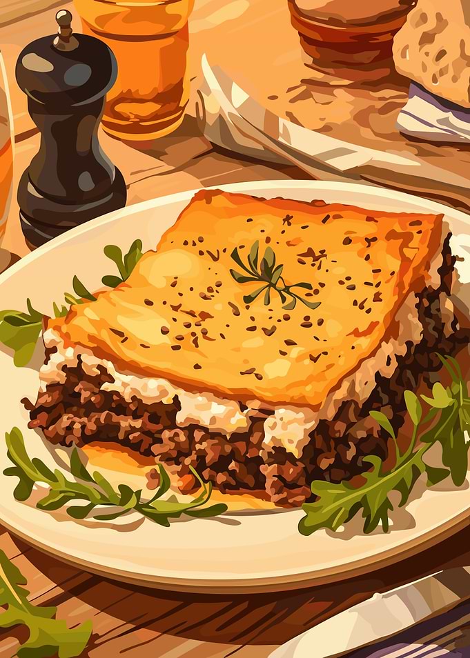 Delicious Moussaka Dish Illustration