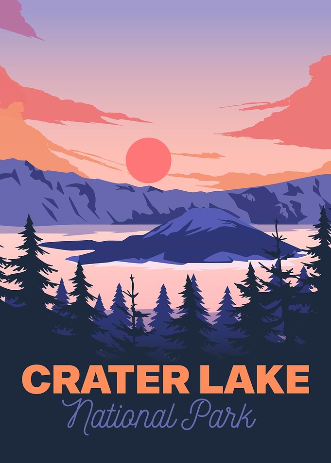 Crater Lake National Park Illustration