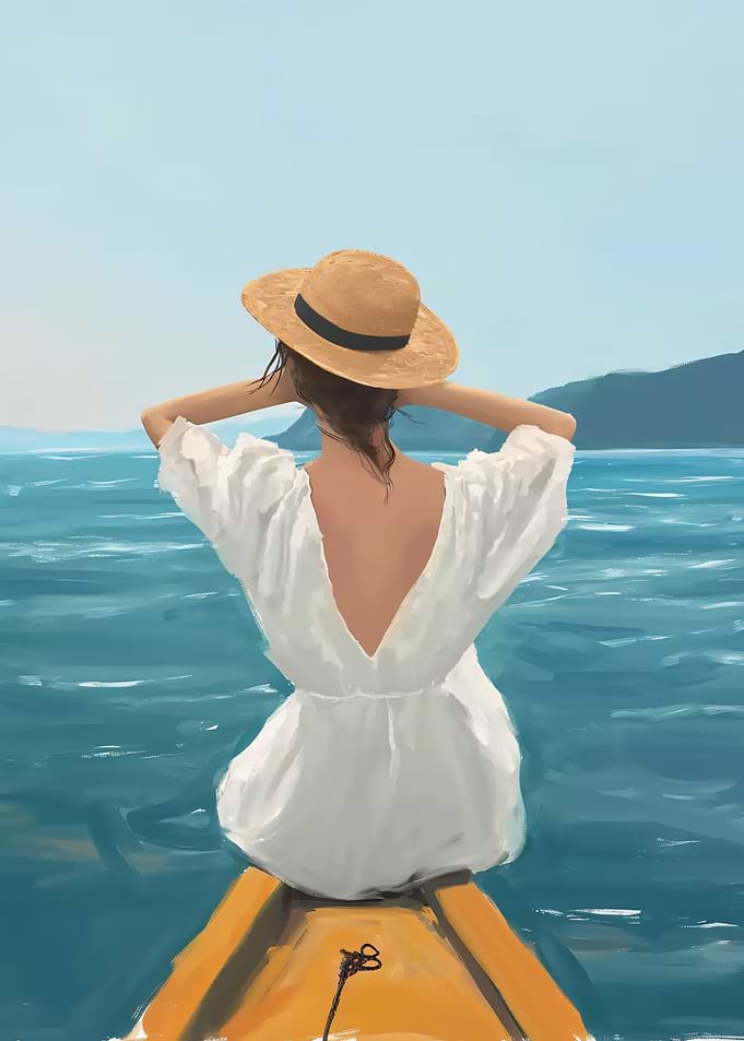 Woman in Hat on Boat