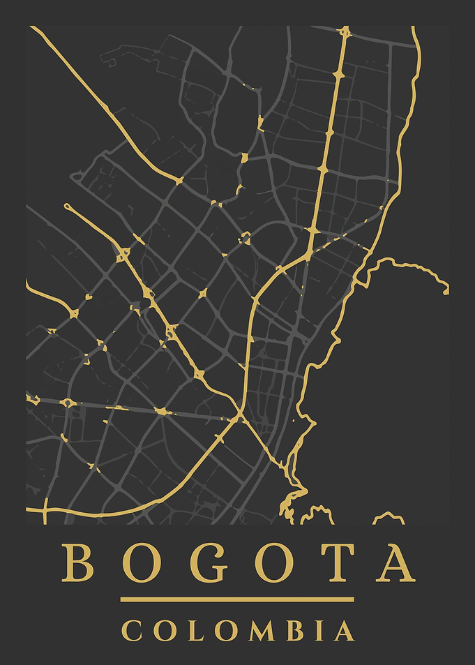 Bogota Colombia City Map Art