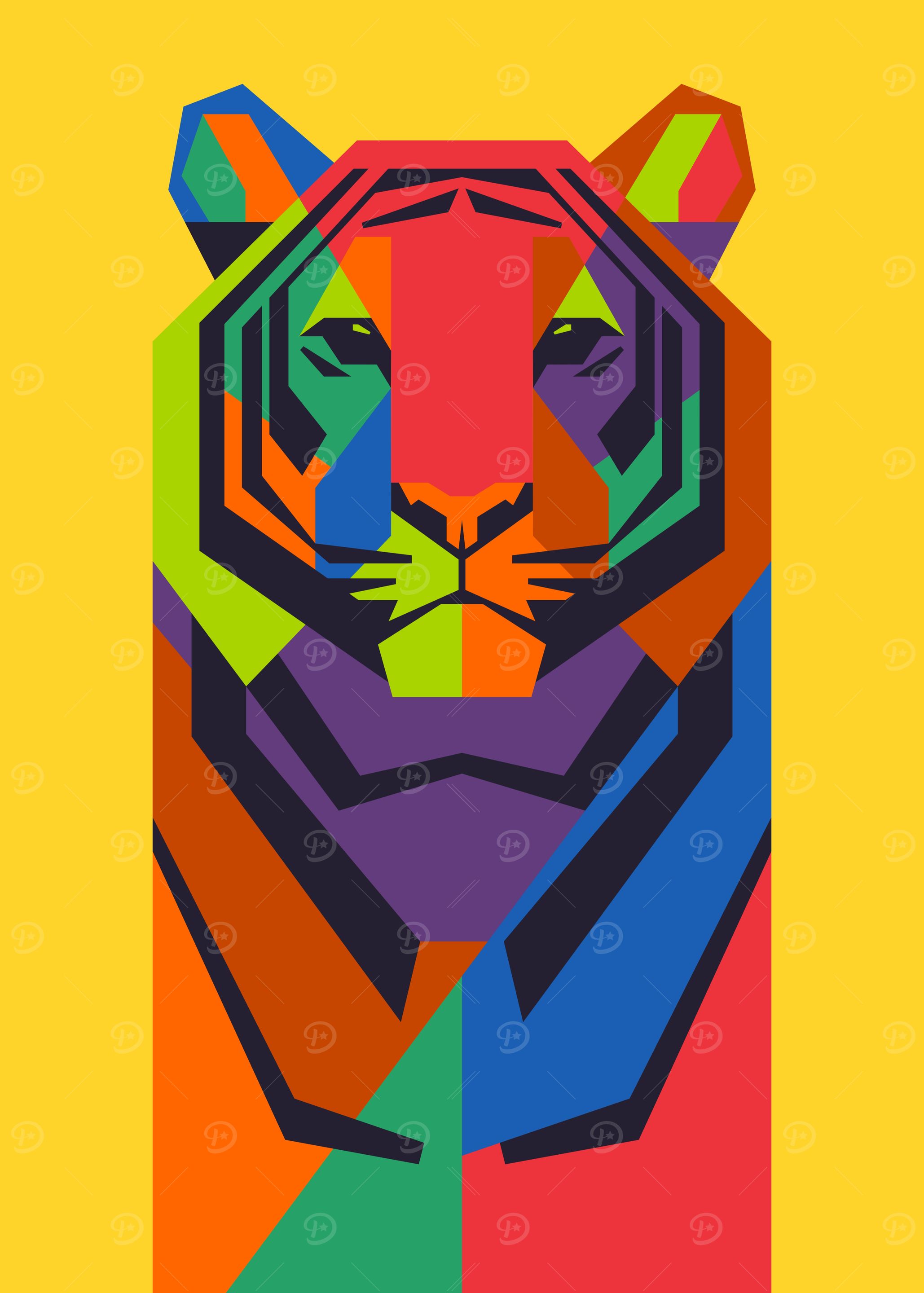 Colorful Geometric Tiger