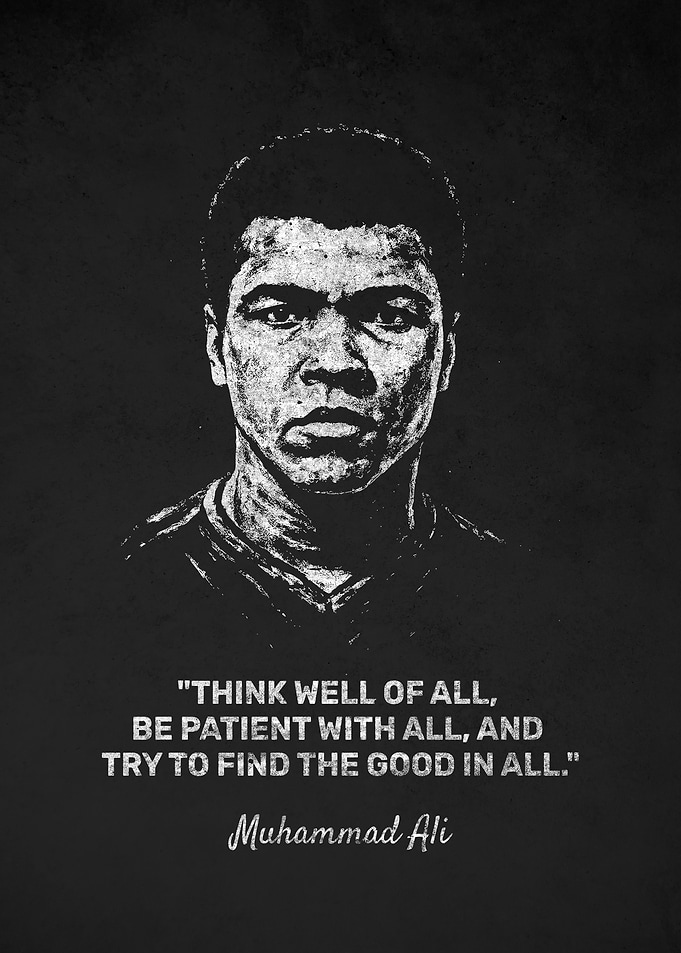Muhammad Ali Portrait with Think Quote